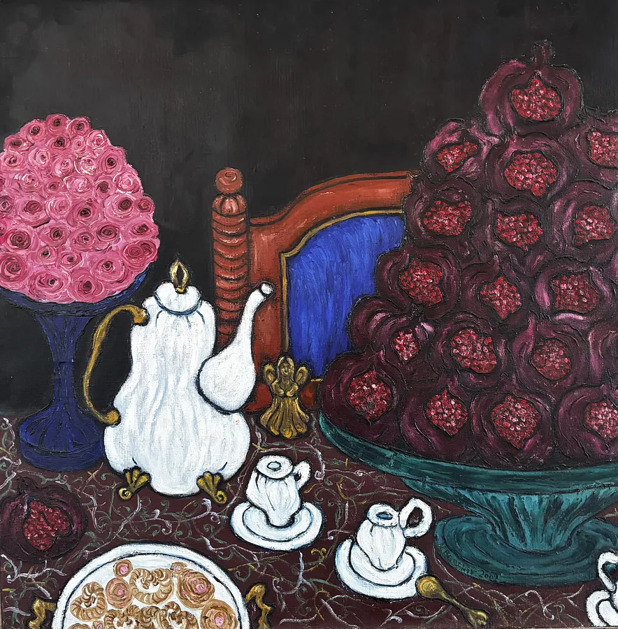 Image of The Pyramid of Desires by Nataliia Bartkiv, size: 70x70, made of Oil on canvas , Oil Painting medium, from Lviv Ukraine , priced at €1200 Photo 1 of 5.